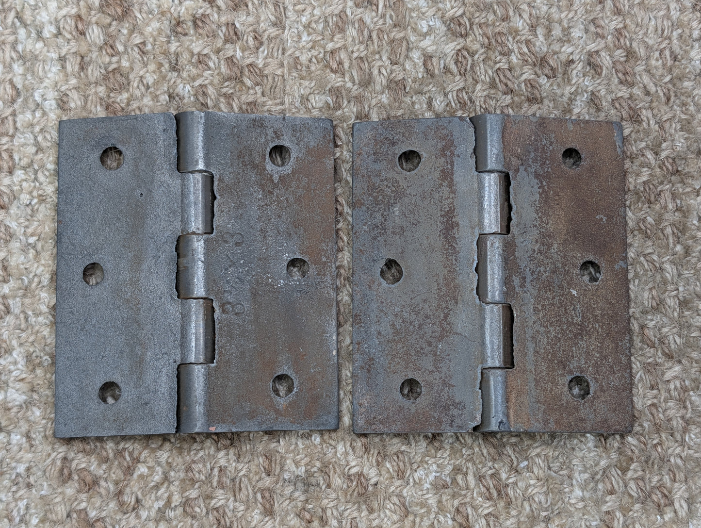 Pair Of 3" x 3 7/16" Antique N-ENG BUTT CO Cast Iron Butt Hinge Door Hardware