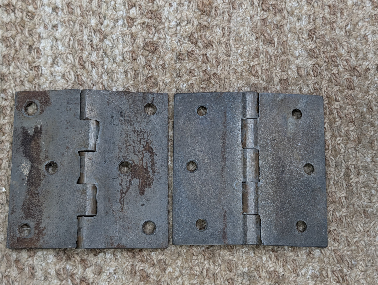 Pair Of 2 7/16" x 3 7/16" Antique Cast Iron Butt Hinge Door Hardware