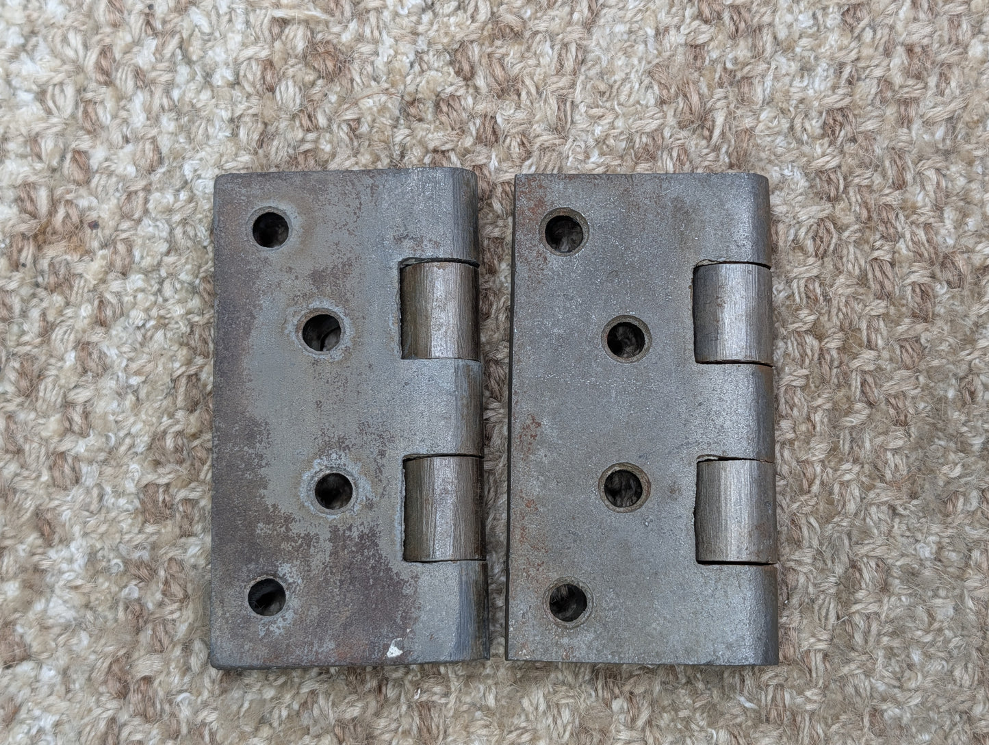 Pair Of 3 3/16" x 3 1/2" Antique G MAYER Cast Iron Butt Hinge Door Hardware