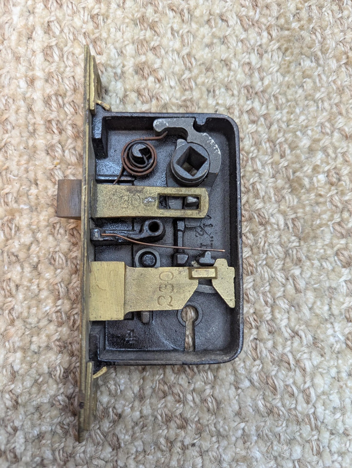 Antique Yale Mortise Lock Door Hardware #230 With Key And Strike Plate