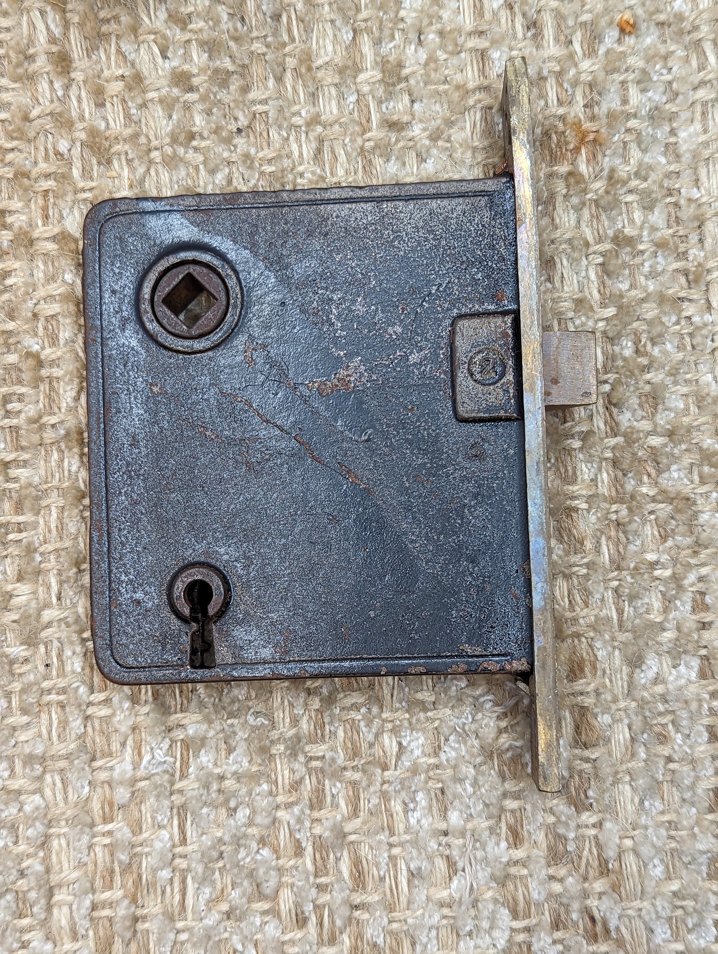 Antique Russwin Interior Mortise Lock #0389, Glass Door Knobs & Brass Door Knob Plates With Key