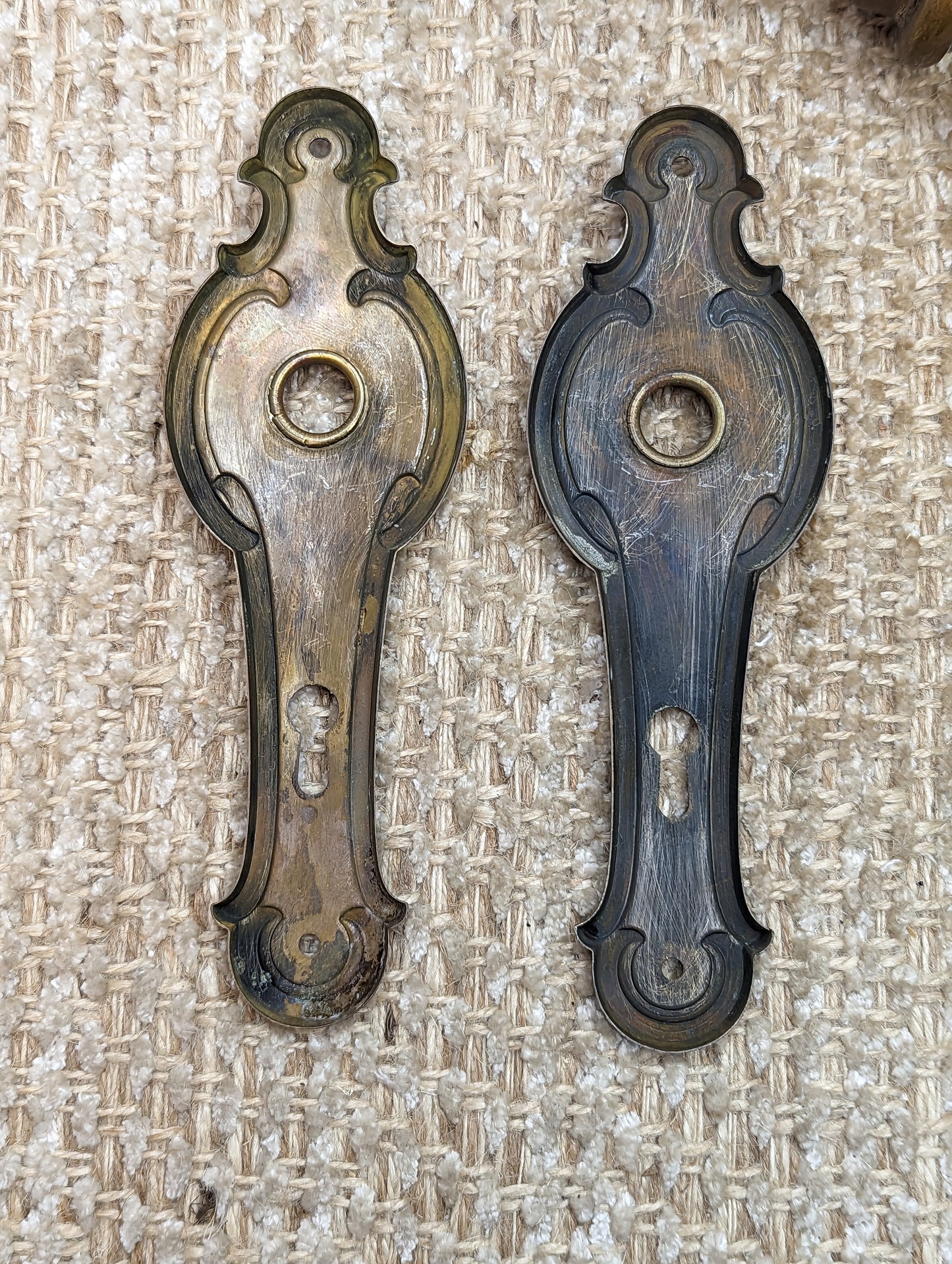Antique Russwin Interior Mortise Lock #0389, Glass Door Knobs & Brass Door Knob Plates With Key