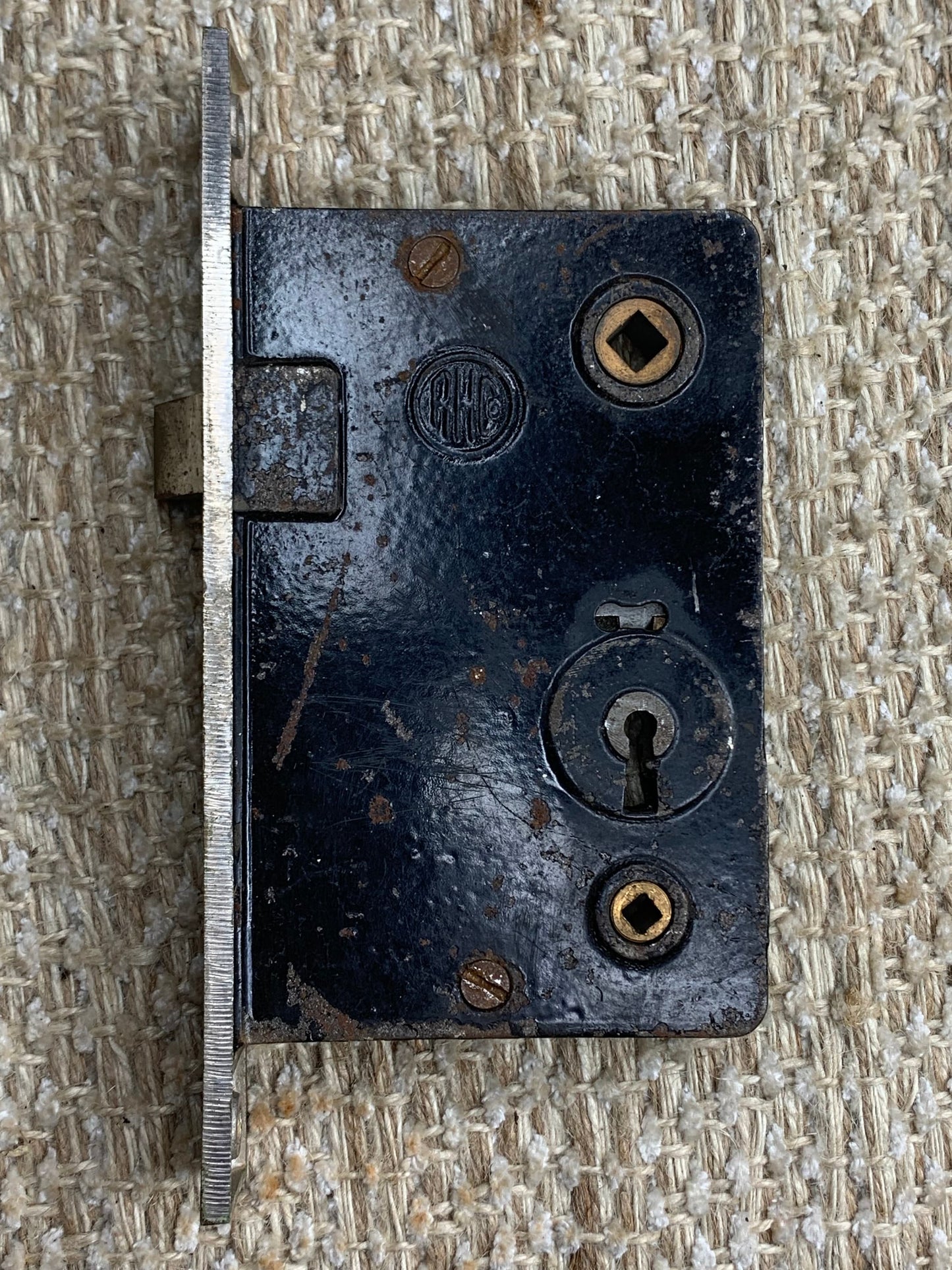 Antique RHCo Exterior Mortise Lock Door Hardware #1188 With Key
