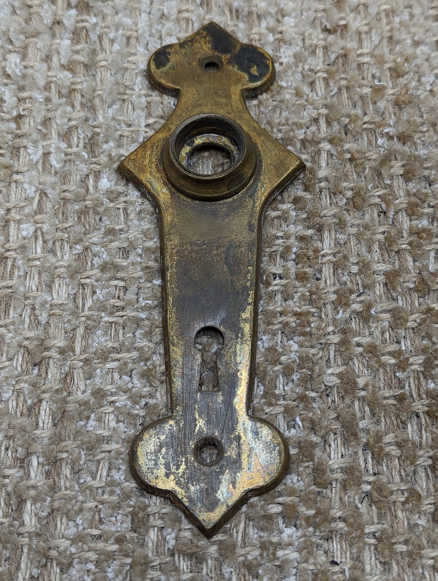 2 1/4" x 6 1/2" Antique Stamped Brass Door Knob Plate