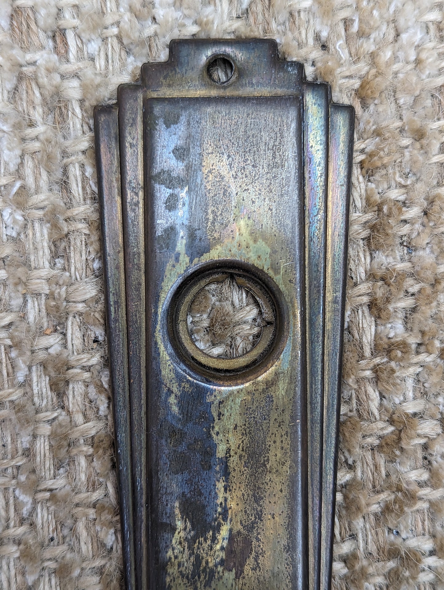 1 13/16" x 5 13/16" Antique Stamped Brass Door Knob Plate Hardware