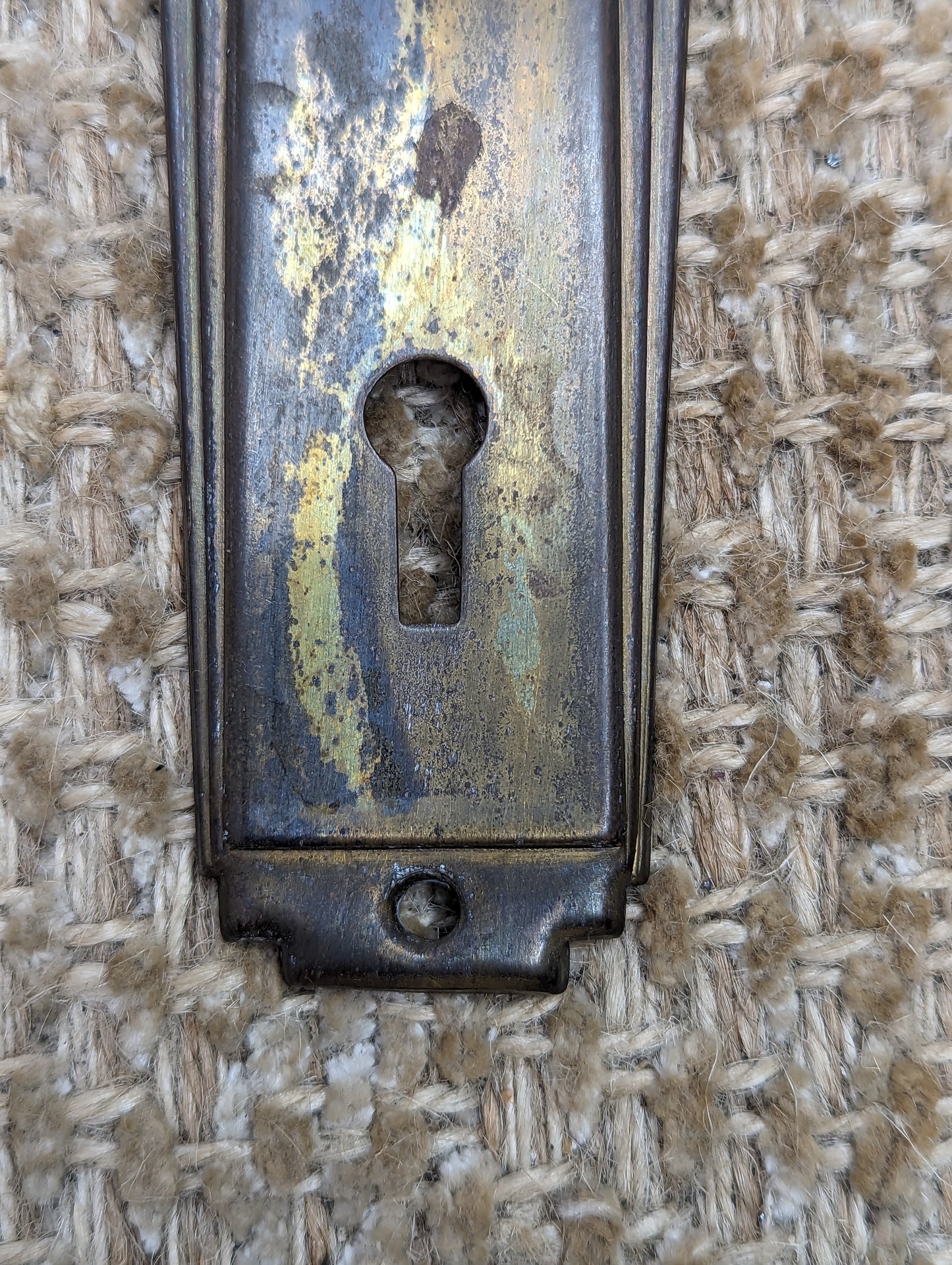 1 13/16" x 5 13/16" Antique Stamped Brass Door Knob Plate Hardware