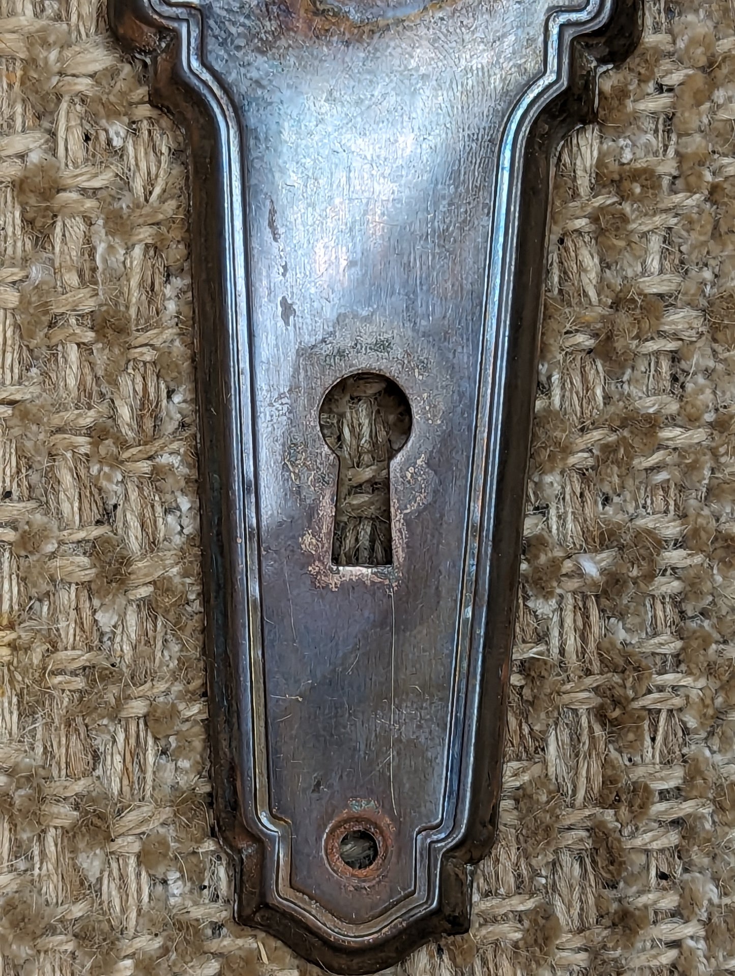 2 1/8" x 6 5/8" Antique Stamped Brass Door Knob Plate Hardware