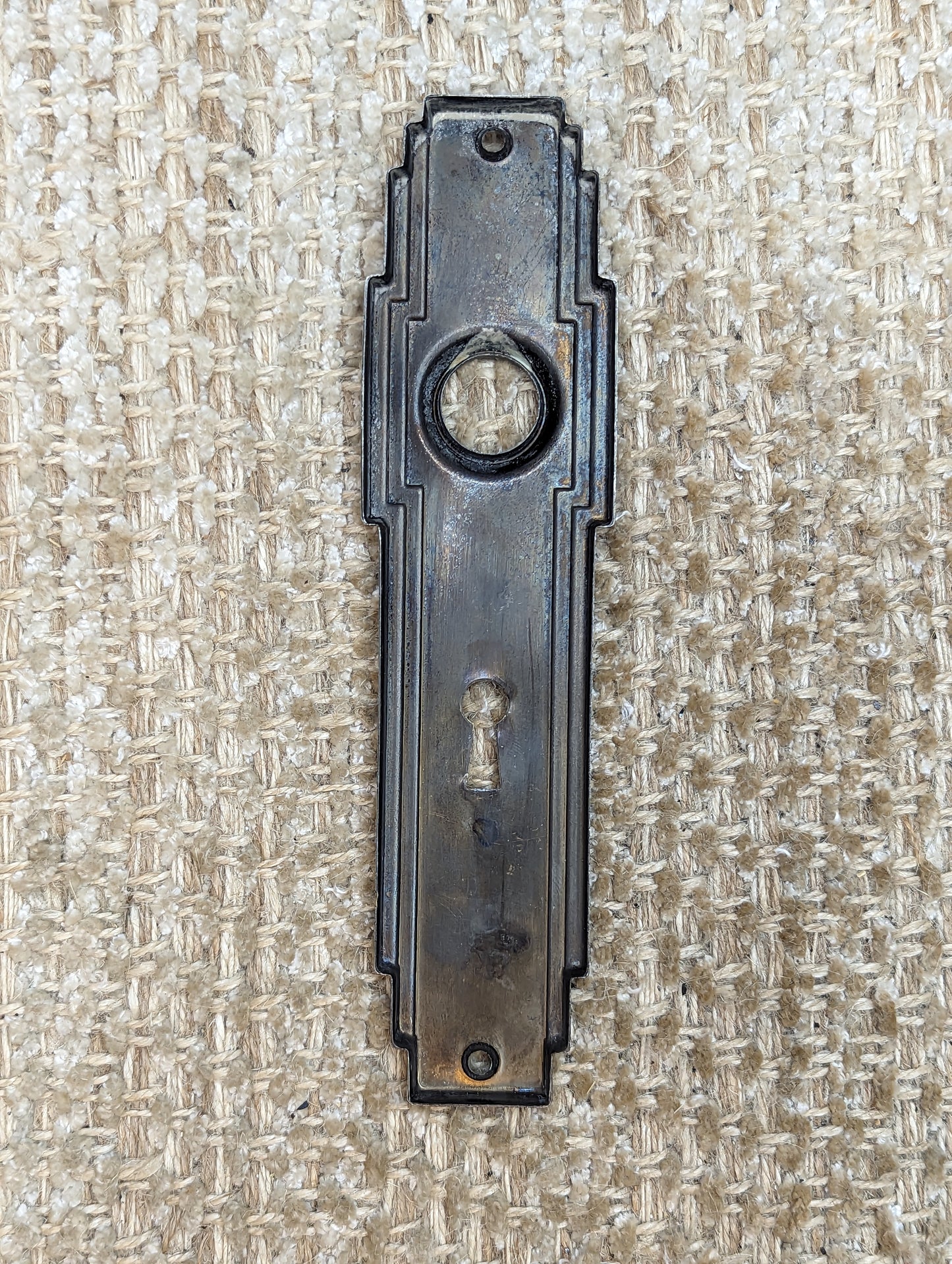 1 3/4" x 7" Antique Stamped Brass Door Knob Plate Hardware