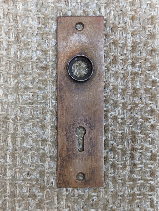 1 1/2" x 5 7/16" Antique Stamped Brass Door Knob Plate Hardware