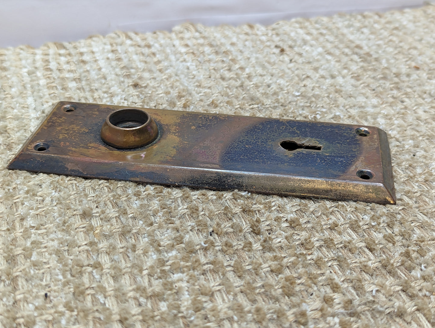 2 1/2" x 7" Antique Stamped Brass Door Knob Plate Hardware