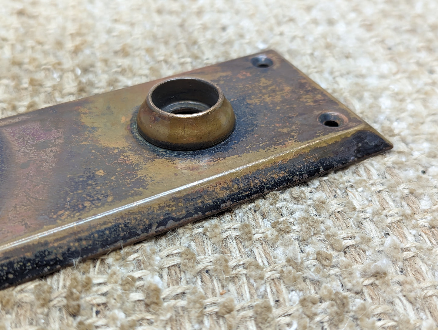 2 1/2" x 7" Antique Stamped Brass Door Knob Plate Hardware