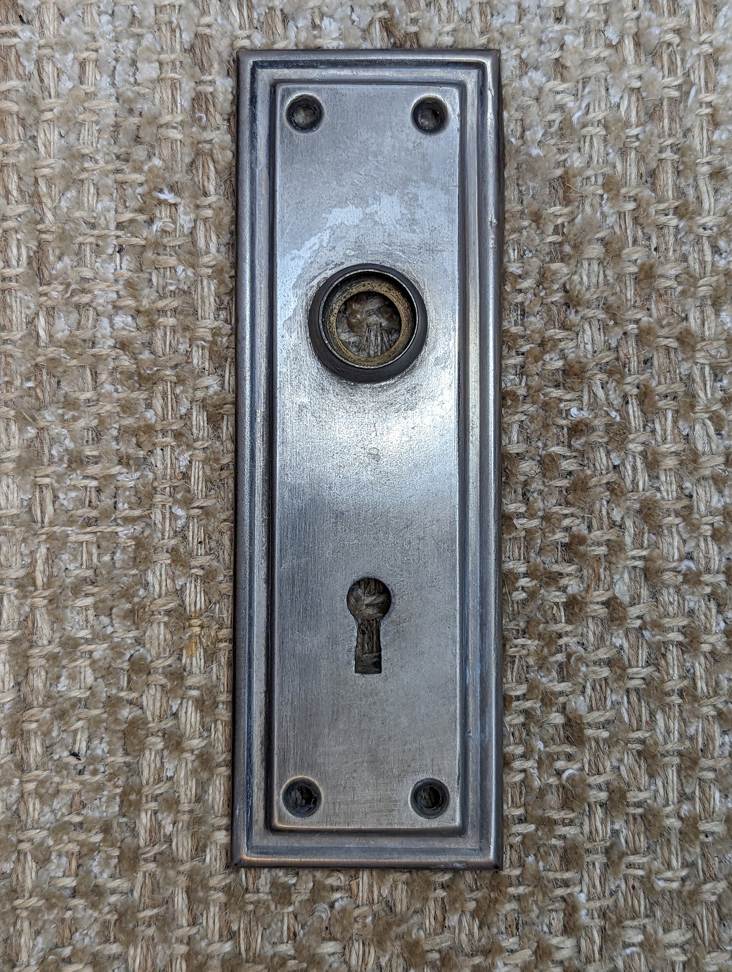 2 3/16" x 6 5/8" Antique Stamped Brass Door Knob Plate Hardware