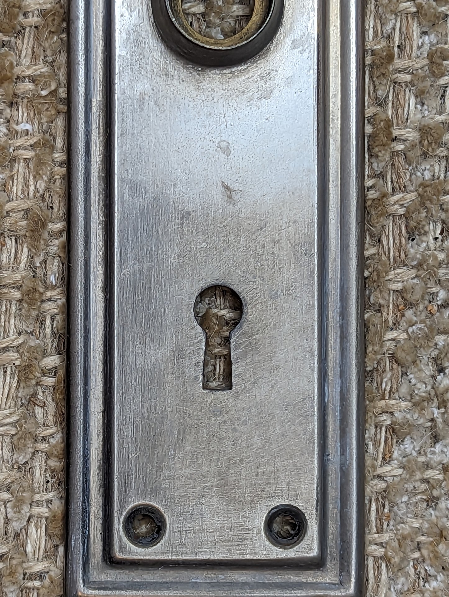 2 3/16" x 6 5/8" Antique Stamped Brass Door Knob Plate Hardware