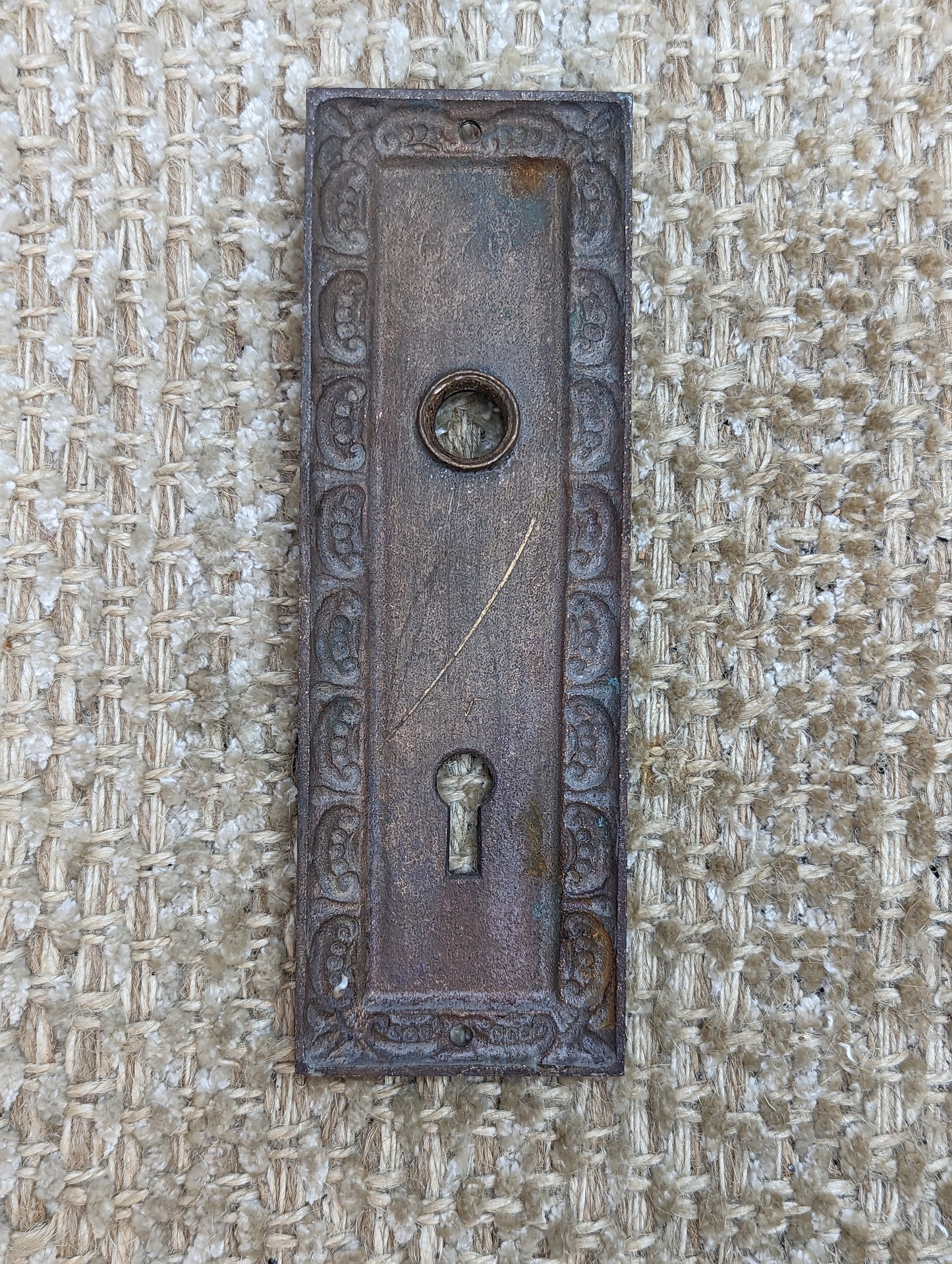 2" x 5 7/8" Antique Cast Brass Door Knob Plate Hardware