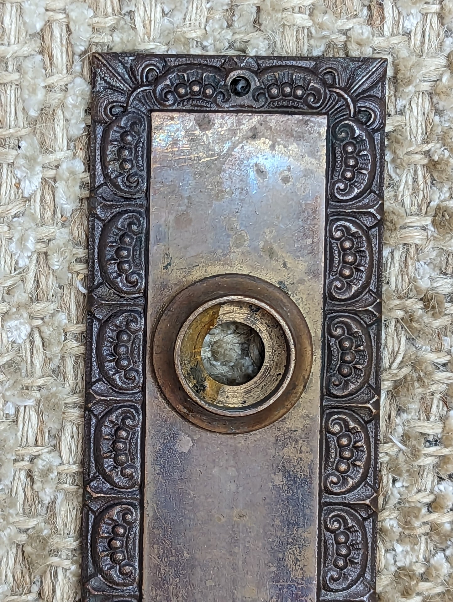 2" x 5 7/8" Antique Cast Brass Door Knob Plate Hardware