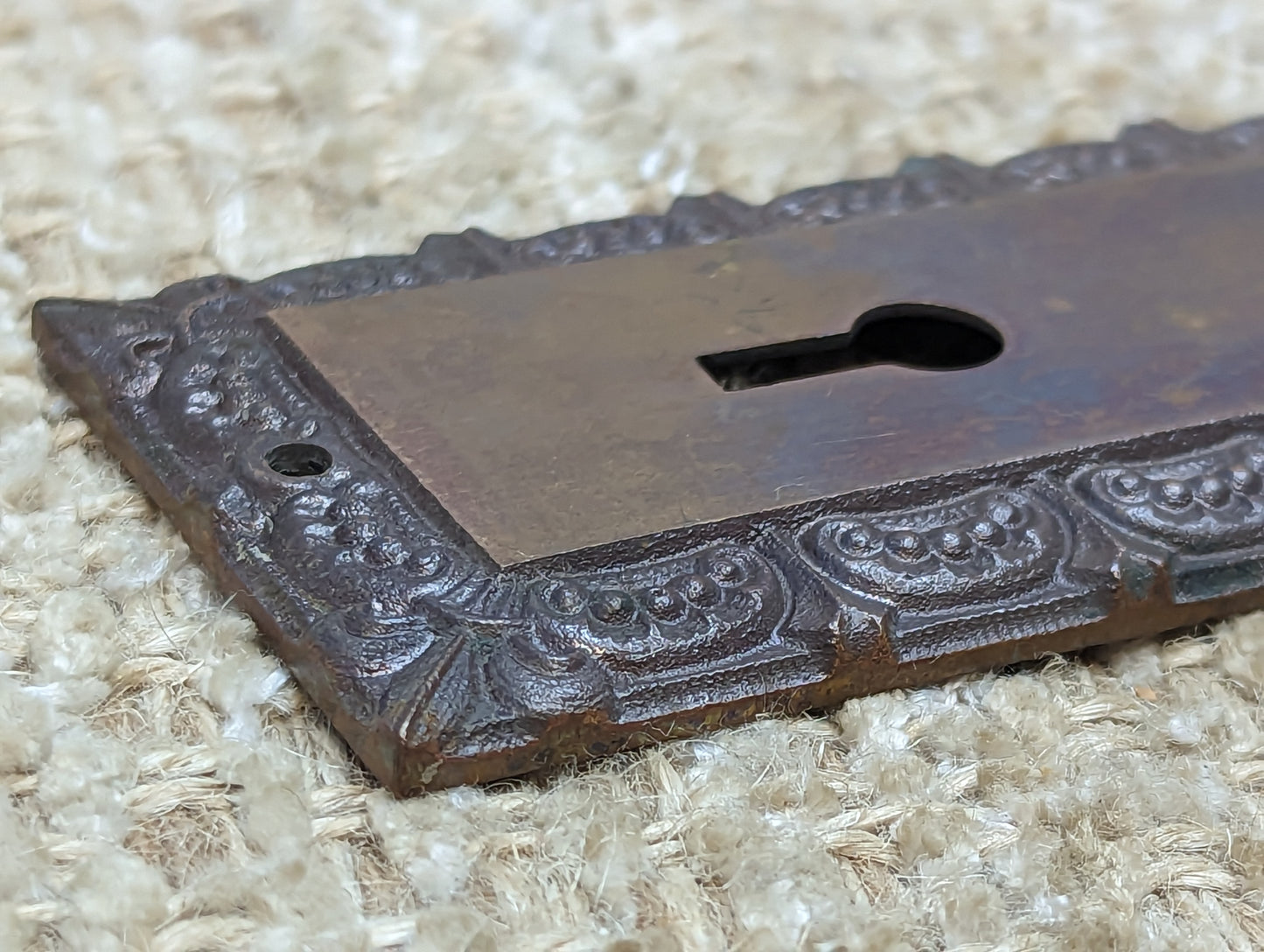 2" x 5 7/8" Antique Cast Brass Door Knob Plate Hardware