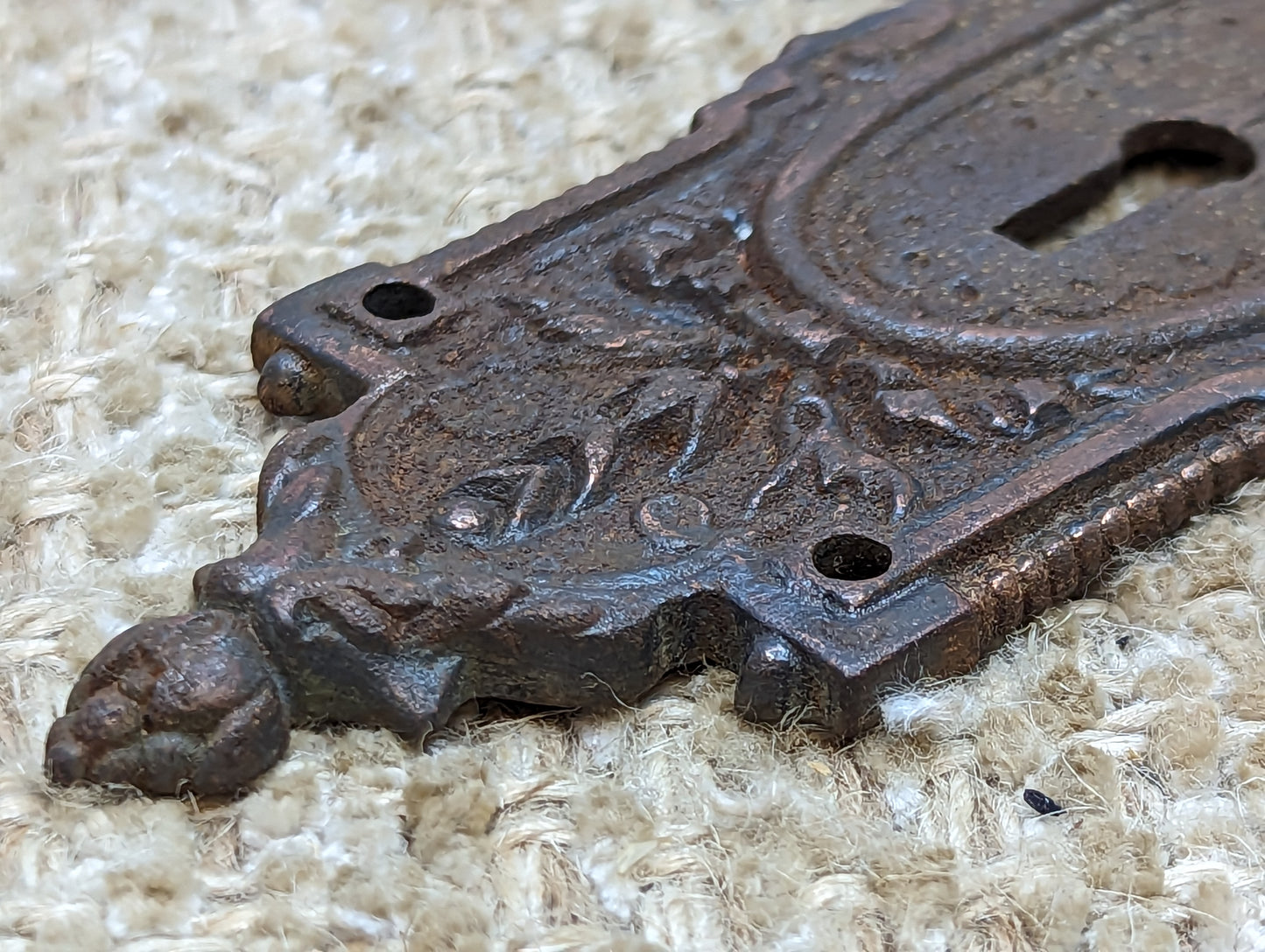 2 3/8" x 8 3/4" Antique Cast Iron Door Knob Plate Hardware #7858 1/2