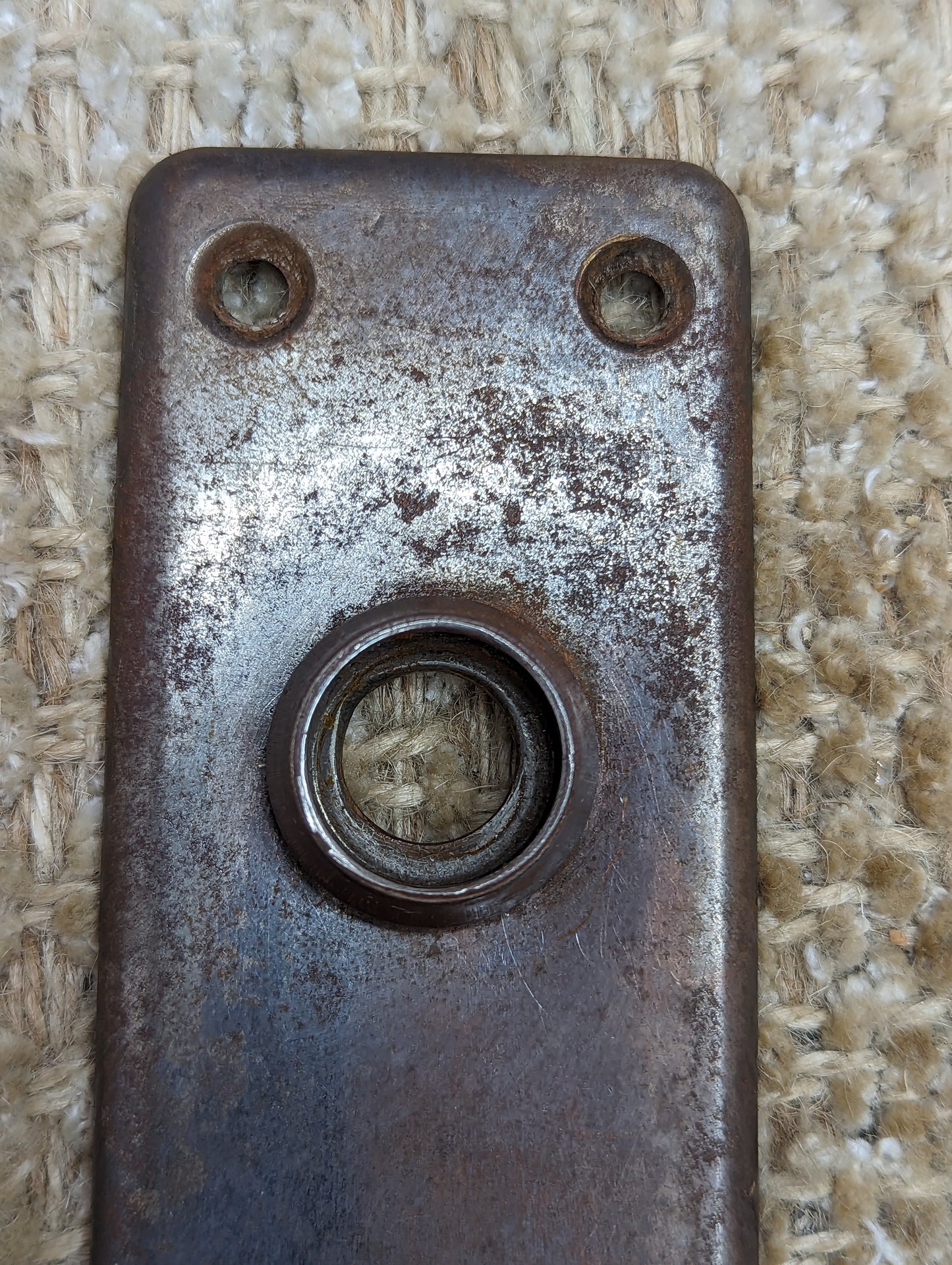 1 13/16" x 5 11/16" Antique Stamped Steel Door Knob Plate