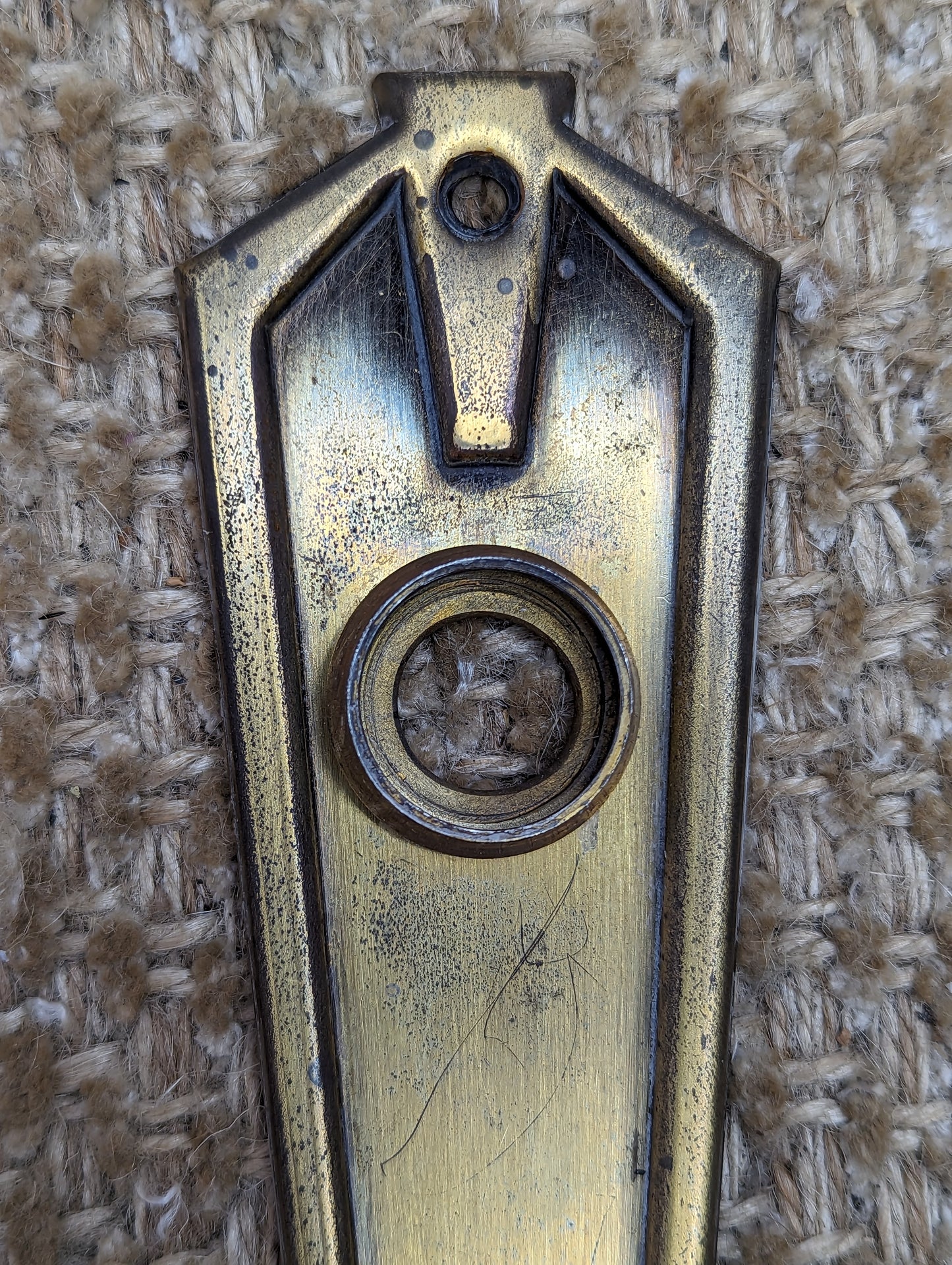 1 3/4" x 5 5/8" Antique Stamped Steel Door Knob Plate