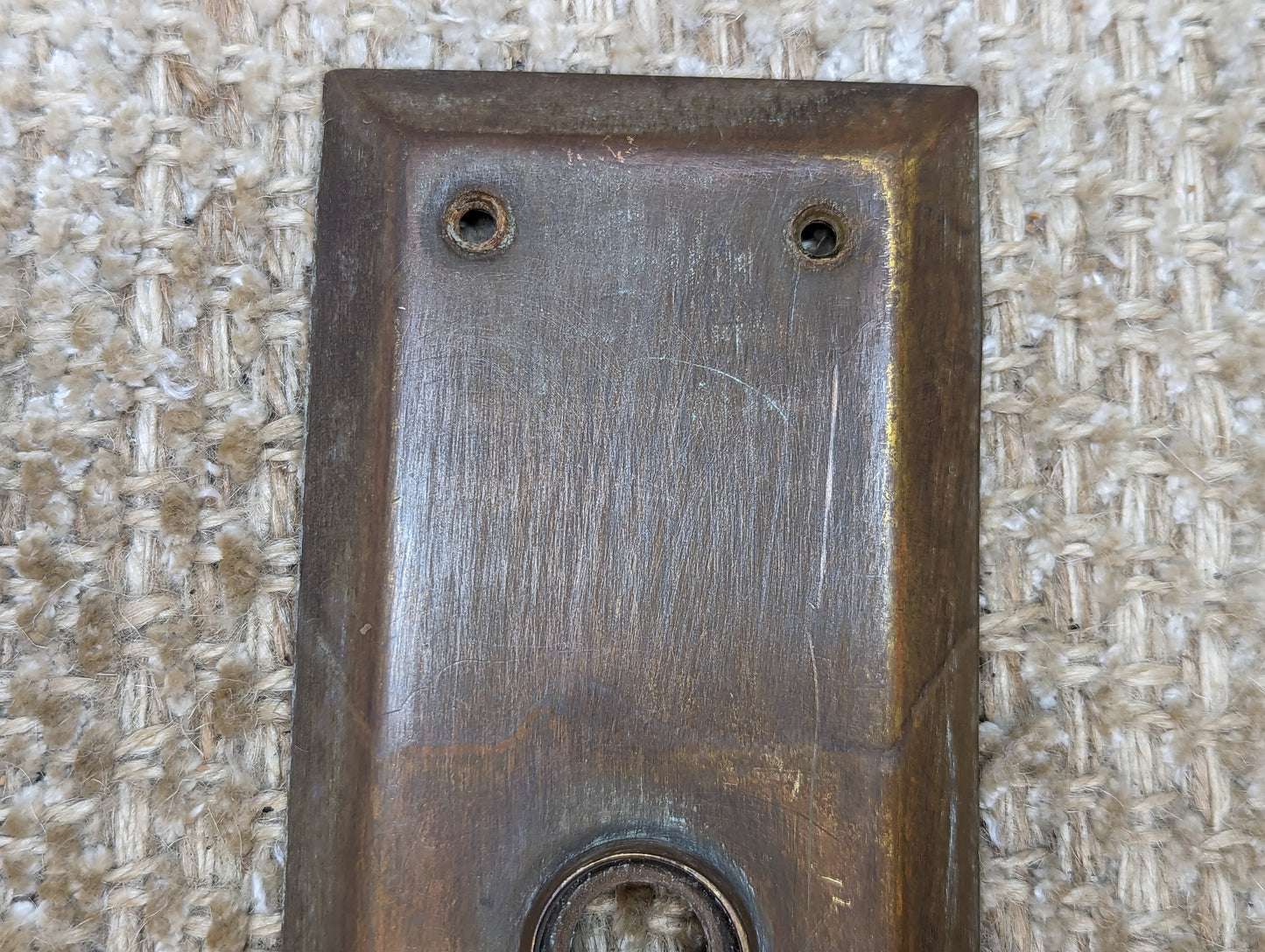 2 3/4" x 10 7/16" Antique Stamped Brass Door Knob Plate