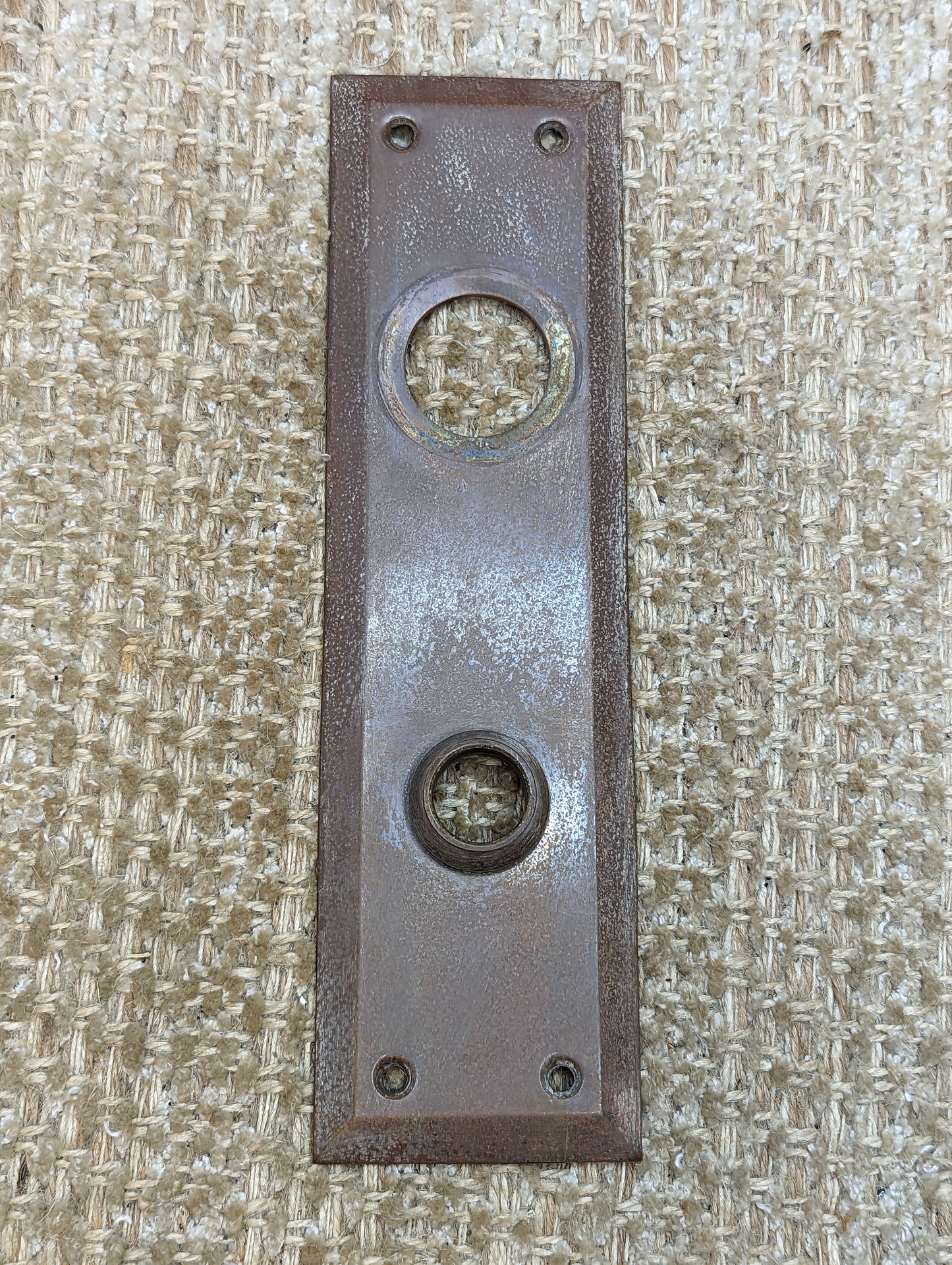 2 7/8" x 10" Antique Stamped Brass Door Knob Plate