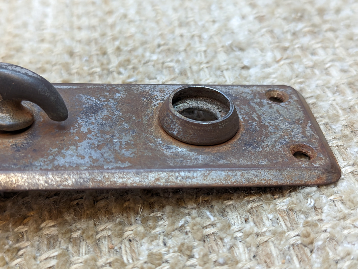 2" x 5 3/4" Antique Stamped Steel Thumb Turn Door Knob Plate