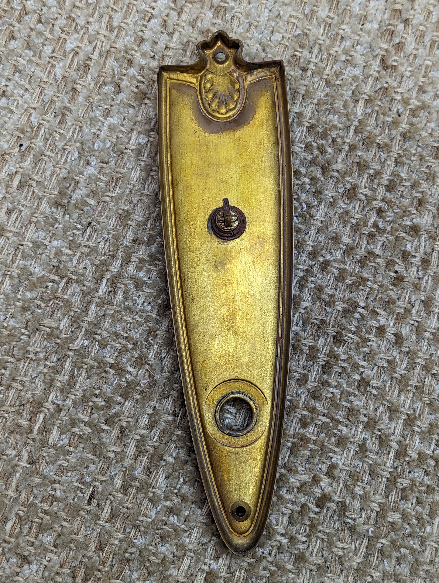 2 3/16" x 8 1/2" Antique Brass Thumb Turn Door Knob Plate