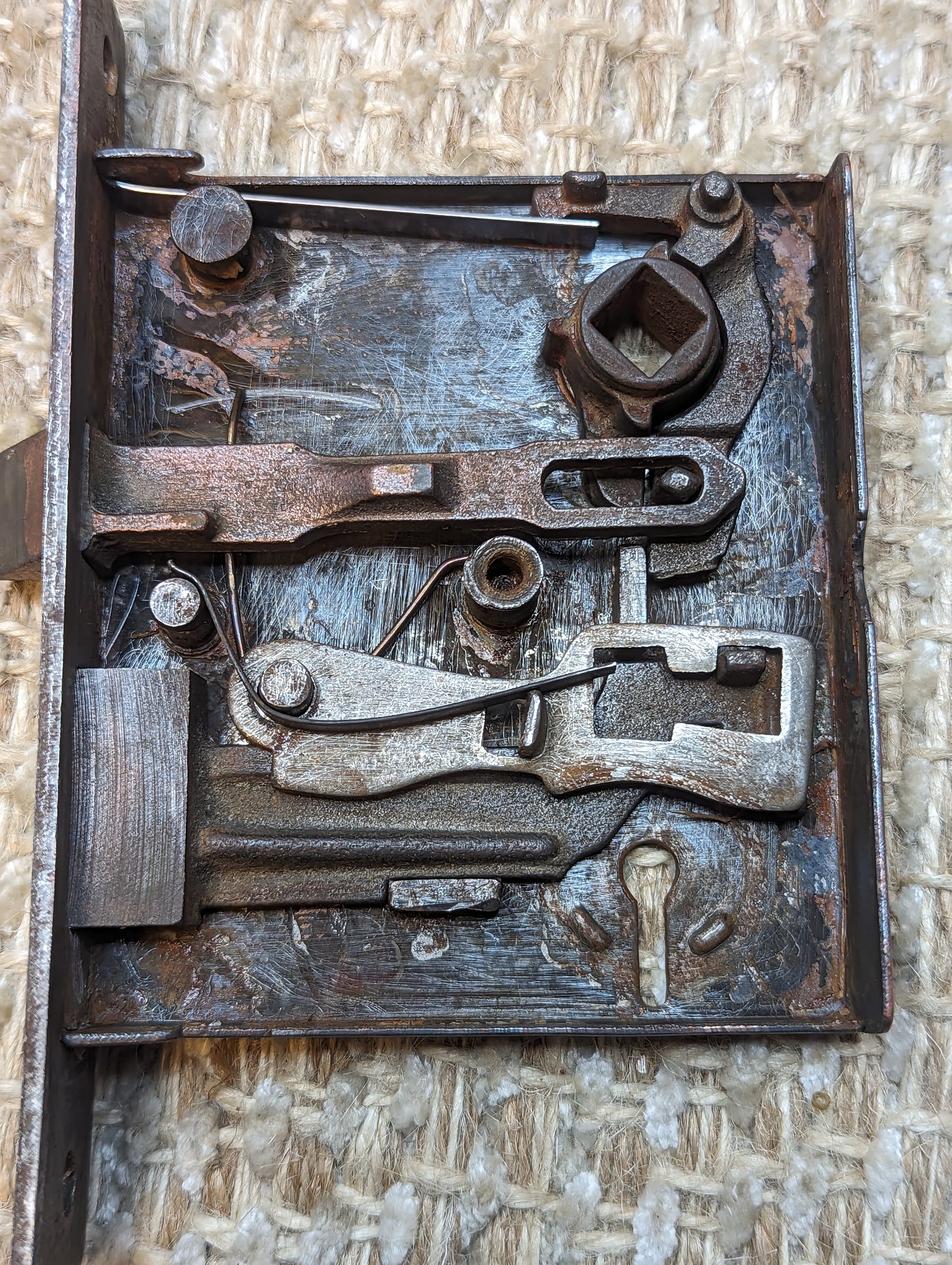 Antique Russell & Erwin  Interior Mortise Lock, Steel Door Knobs and Steel Door Knob Plates