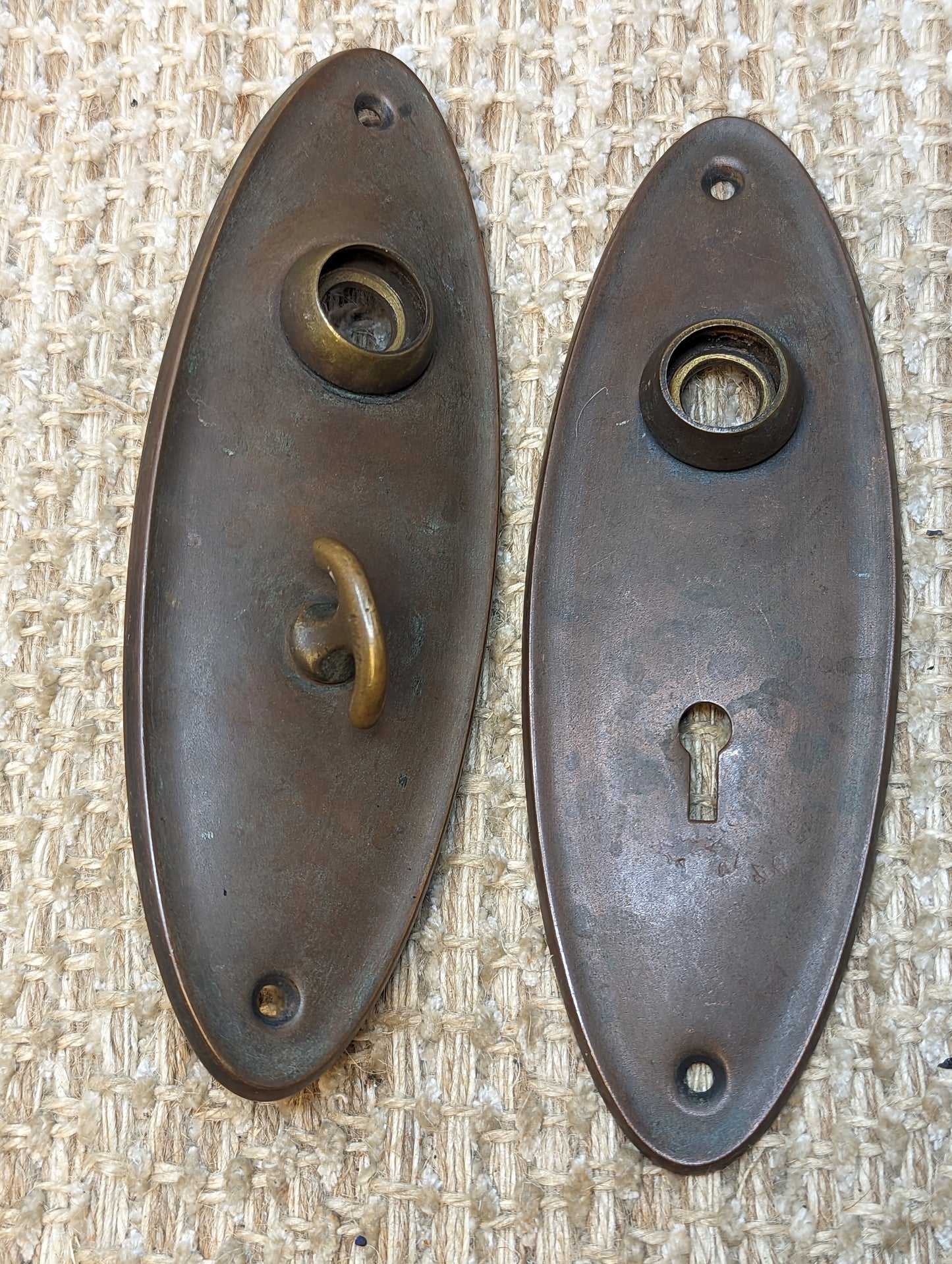 Antique Sargent & Co. Passage Lock, Brass Door Knobs and Brass Door Knob Plates