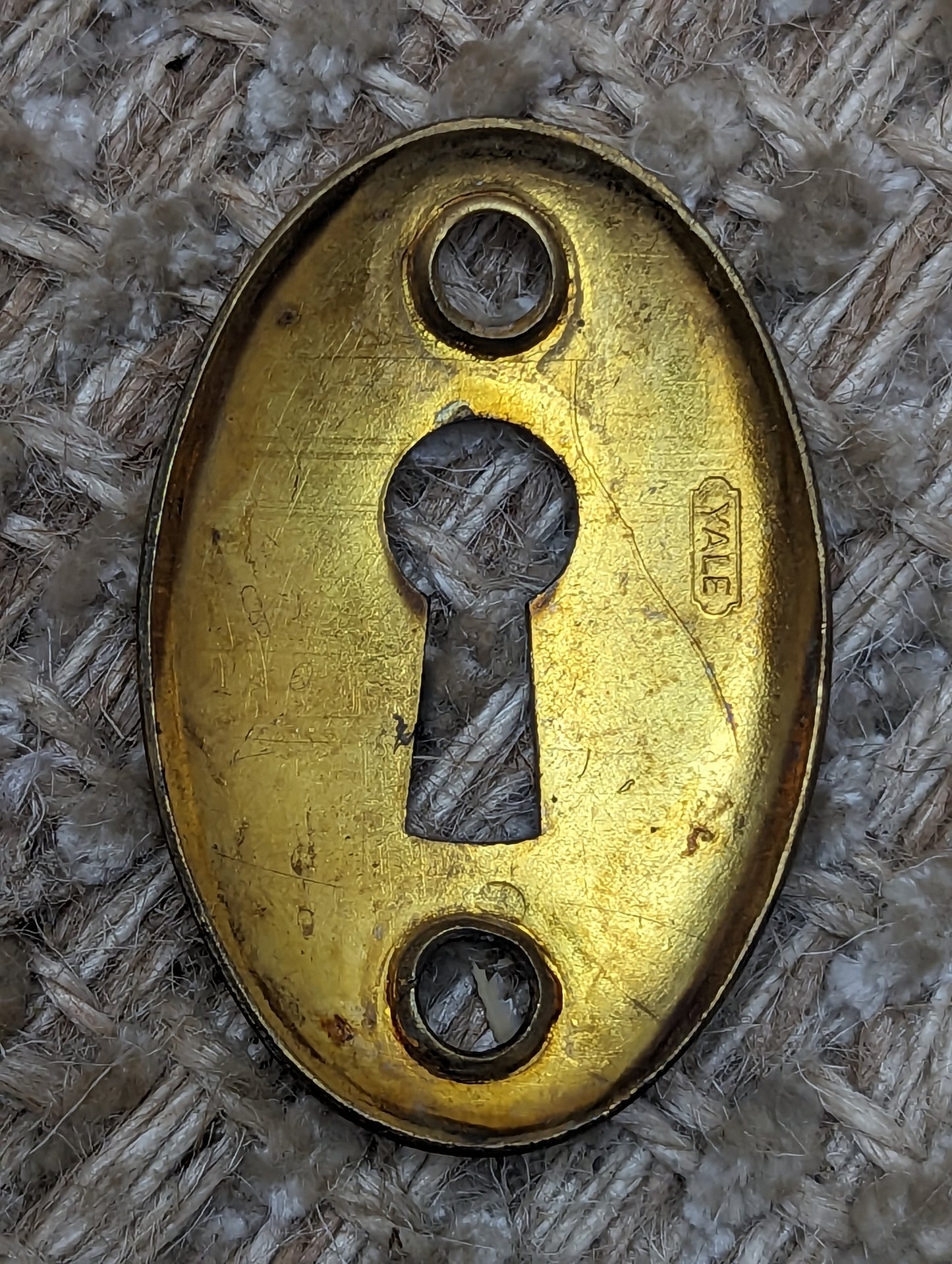 Antique Yale Brass Key Hole Cover Escutcheon