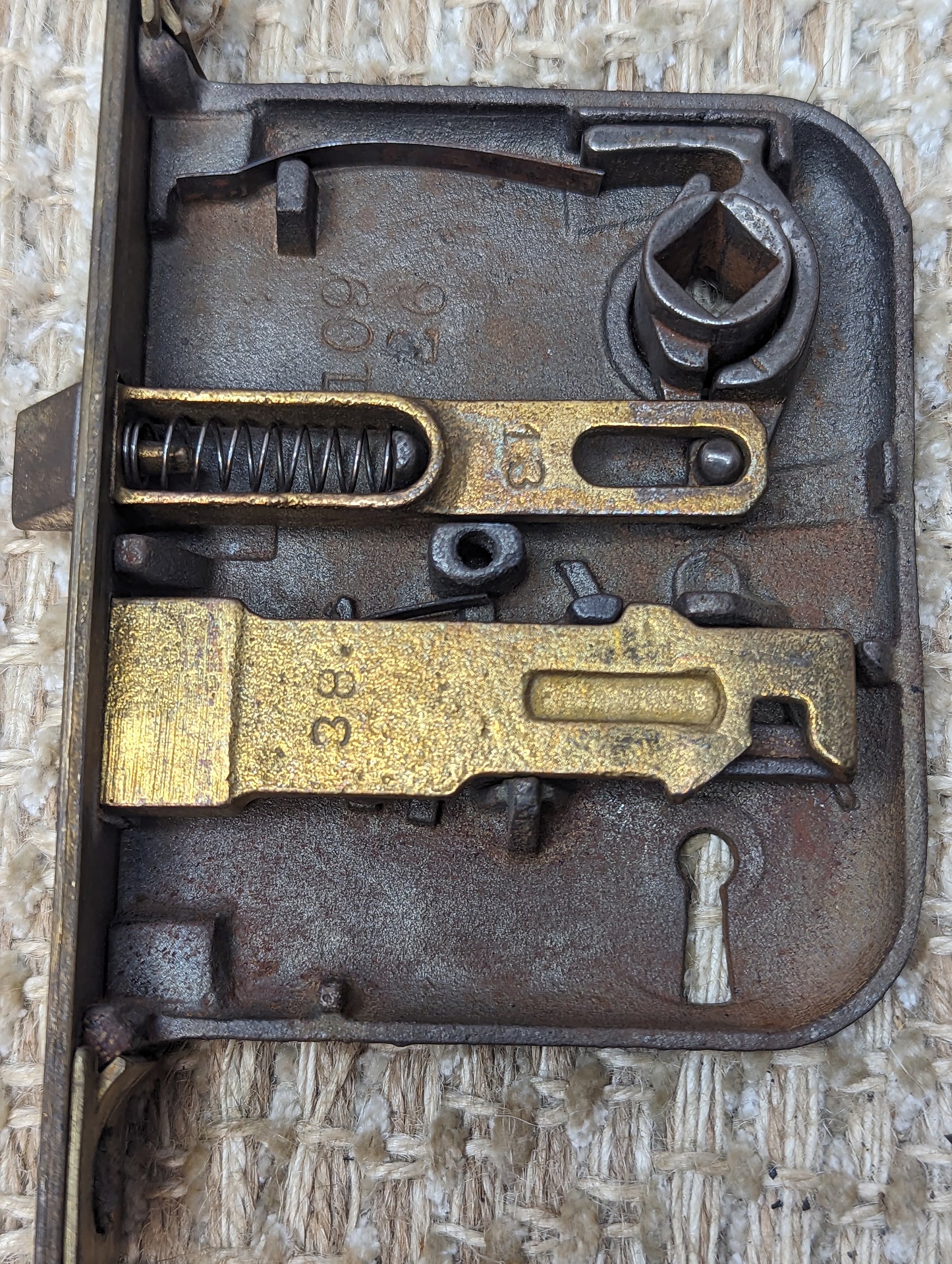 Antique Interior Mortise Lock With Key Door Hardware #3109