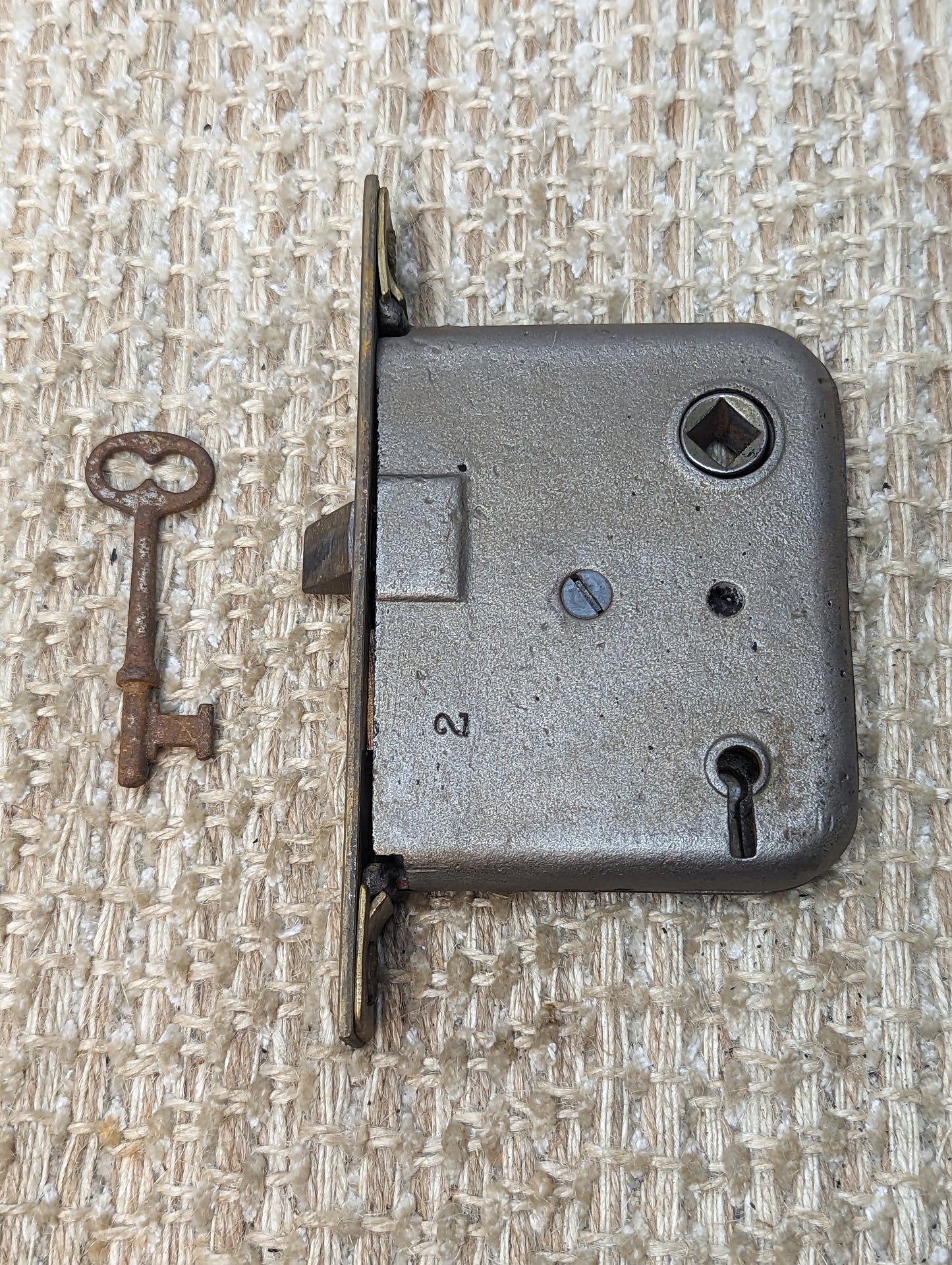 Antique Interior Mortise Lock With Key Door Hardware #3109