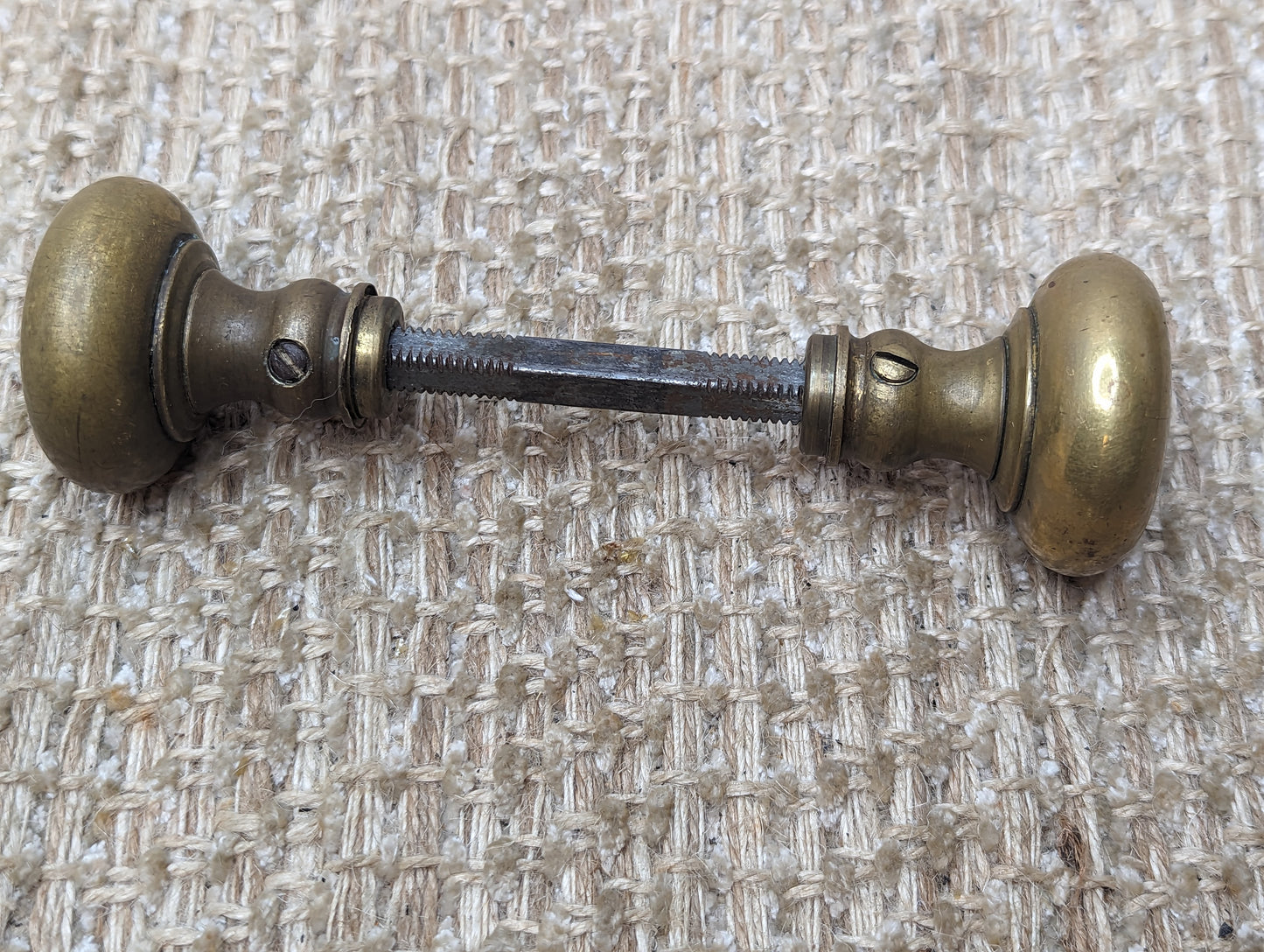 Antique Stamped Brass Door Knobs and Door Plates Set