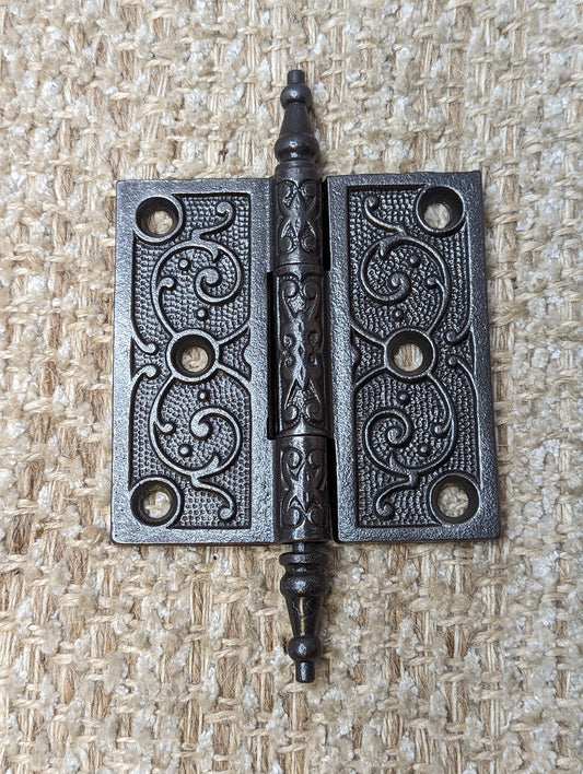 3 1/2" x 3 1/2" Antique Ornate Cast Iron Steeple Hinge