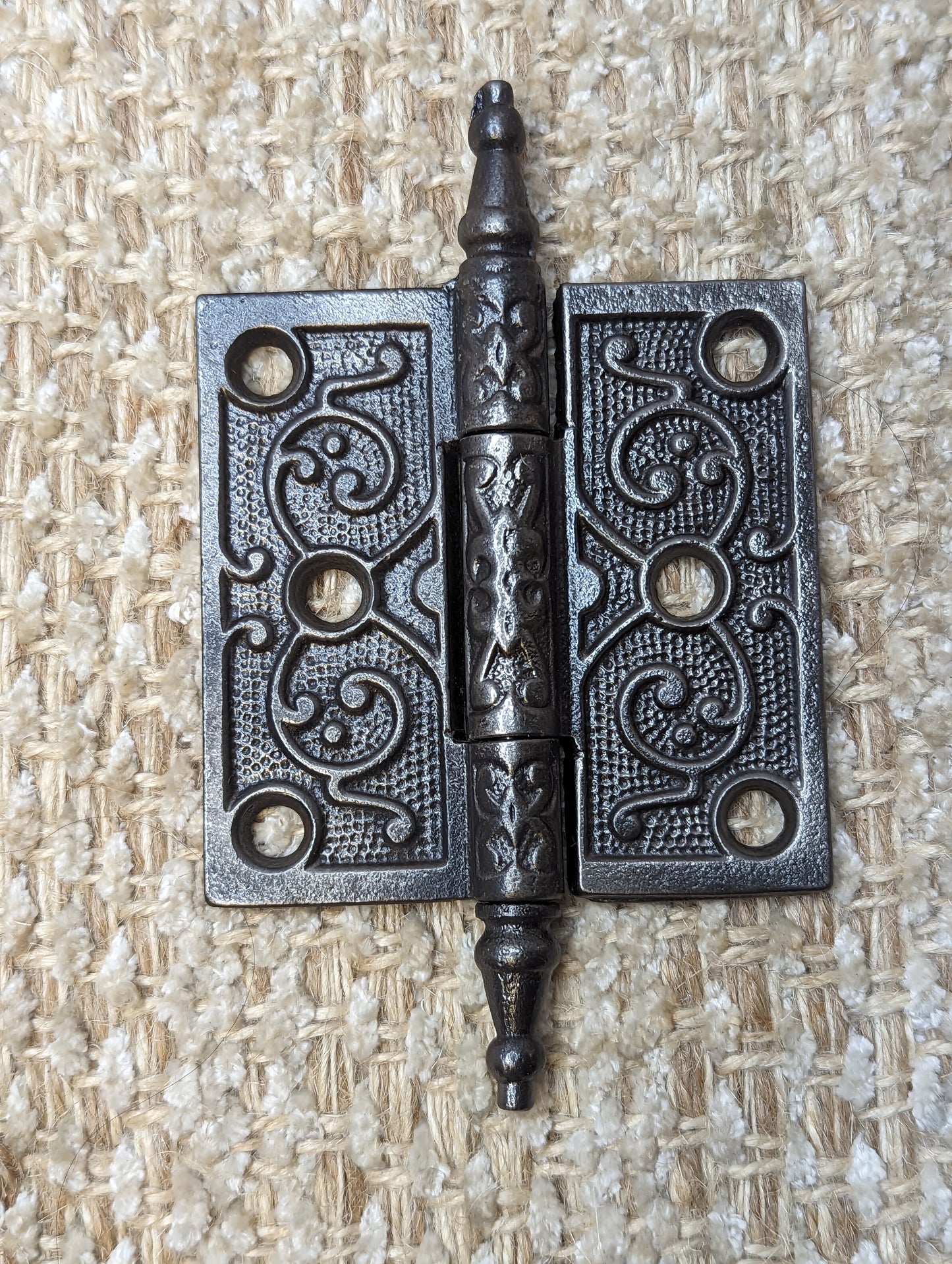 3" x 3" Antique Ornate Cast Iron Steeple Hinge