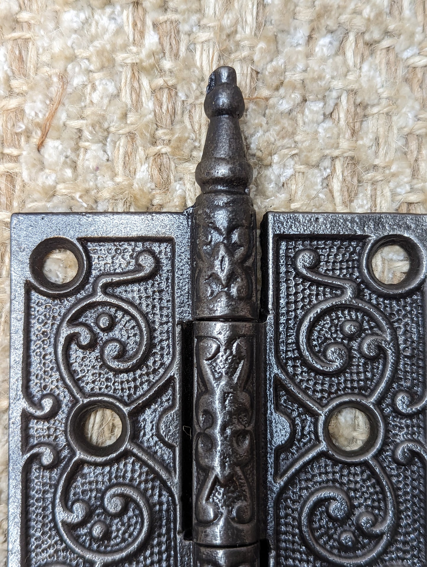 3" x 3" Antique Ornate Cast Iron Steeple Hinge