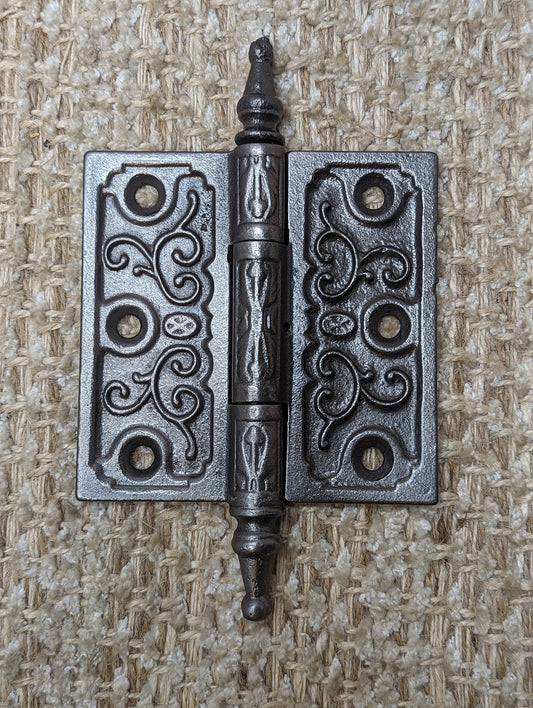 3 1/2" x 3 1/2" Antique Ornate Cast Iron Steeple Hinge The Clark Mfg. Co