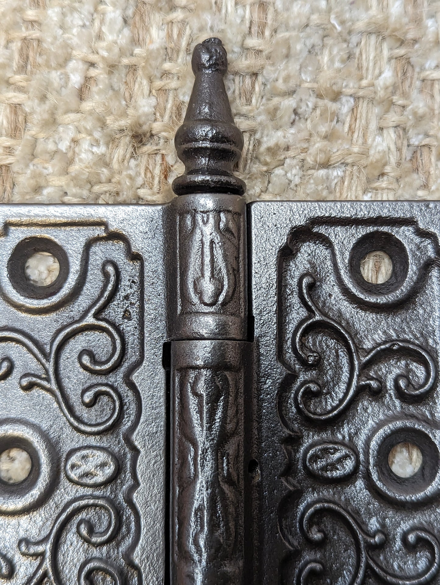 3 1/2" x 3 1/2" Antique Ornate Cast Iron Steeple Hinge The Clark Mfg. Co