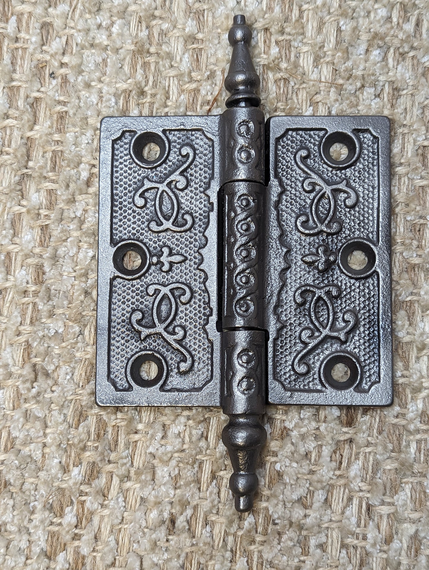 3 1/2" x 3 1/2" Antique Ornate Cast Iron Steeple Hinge