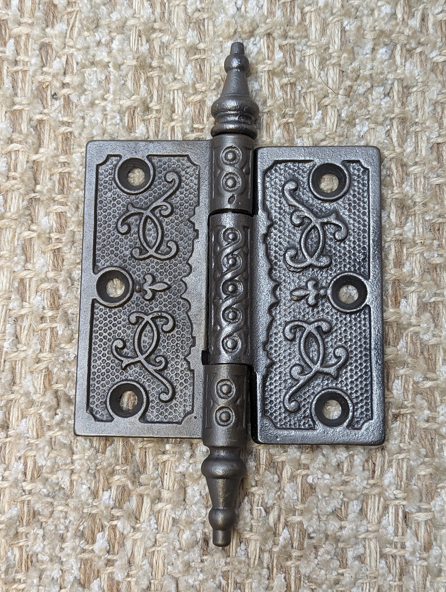 3 1/2" x 3 1/2" Antique Ornate Cast Iron Steeple Hinge