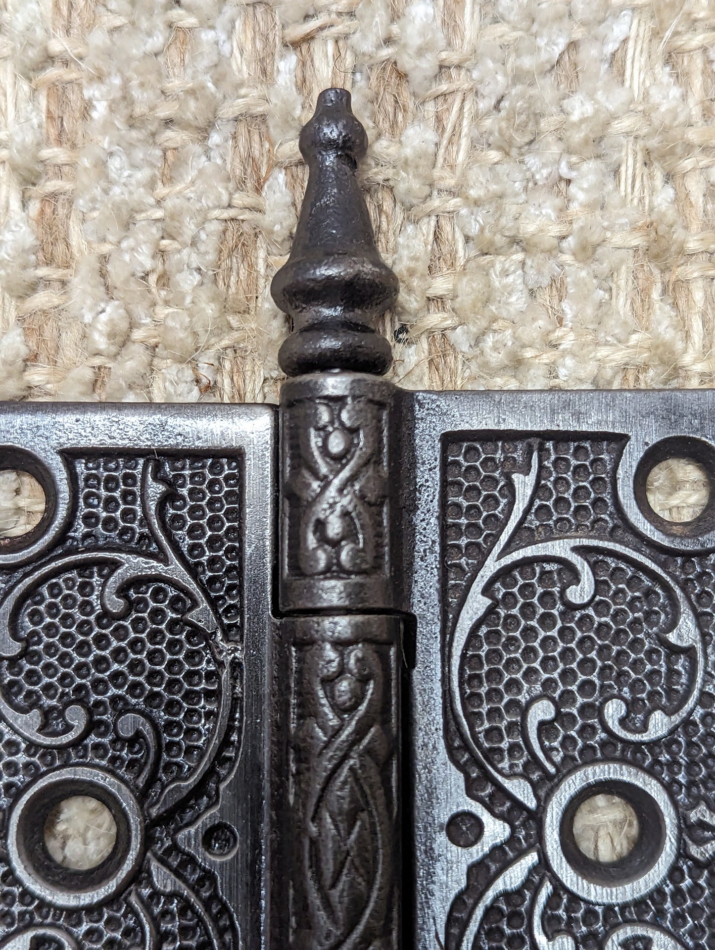 3 1/2" x 3 1/2" Antique Ornate Cast Iron Steeple Hinge