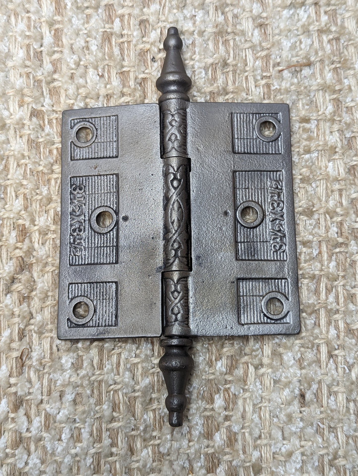 3 1/2" x 3 1/2" Antique Ornate Cast Iron Steeple Hinge