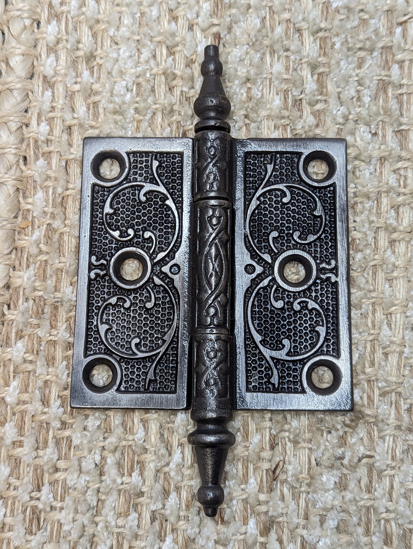 3 1/2" x 3 1/2" Antique Ornate Cast Iron Steeple Hinge