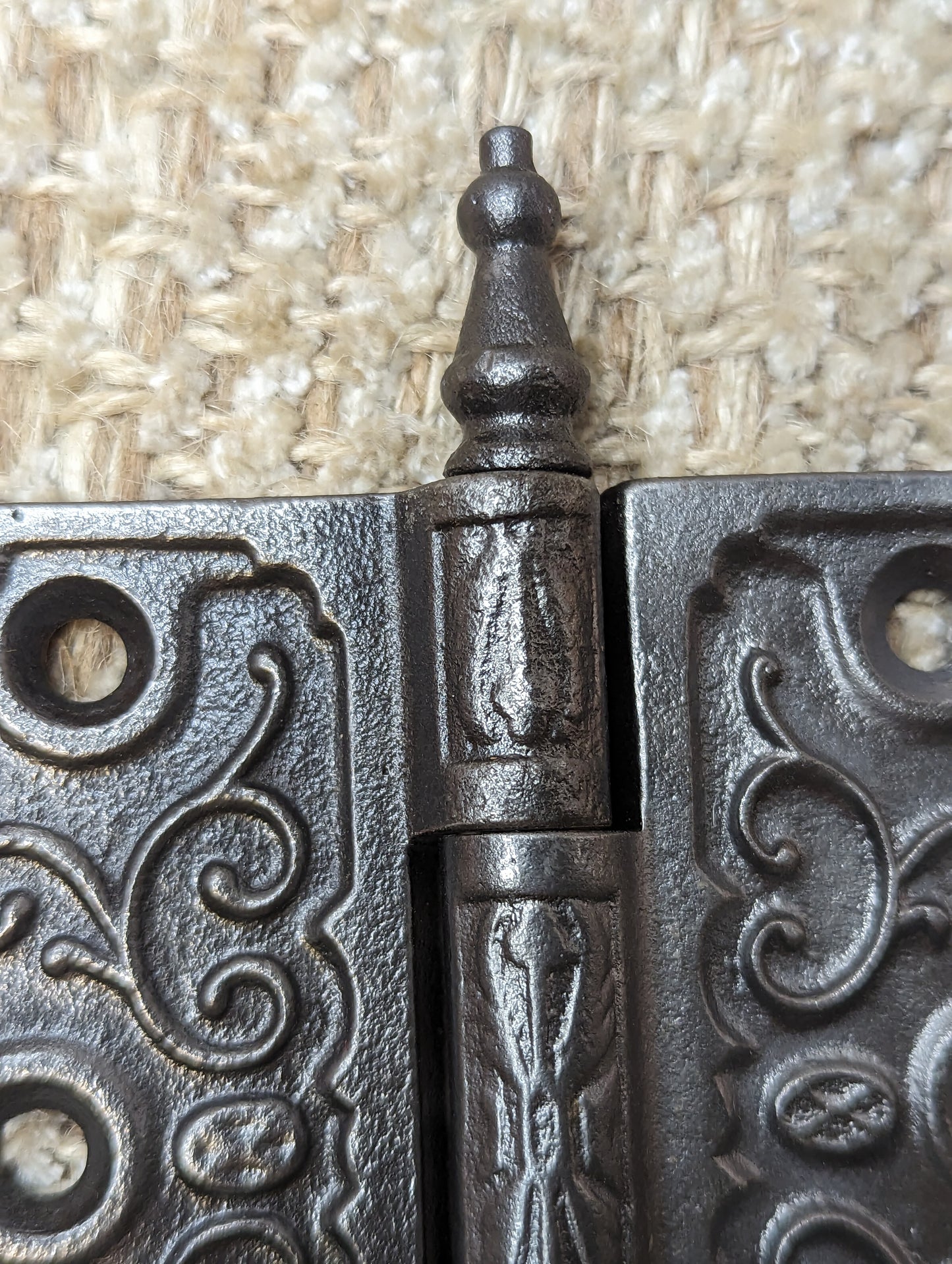 3 1/2" x 3 1/2" Antique Ornate Cast Iron Steeple Hinge The Clark Mfg. Co