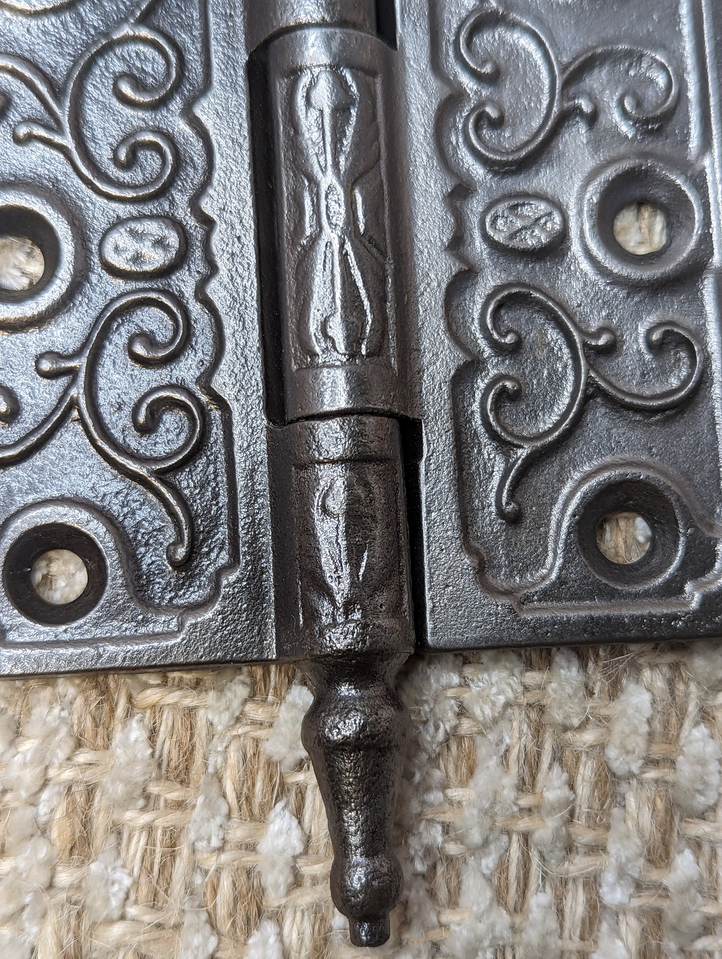 3 1/2" x 3 1/2" Antique Ornate Cast Iron Steeple Hinge The Clark Mfg. Co