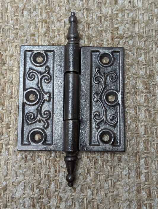 3 1/2" x 3 1/2" Antique Ornate Cast Iron Steeple Hinge