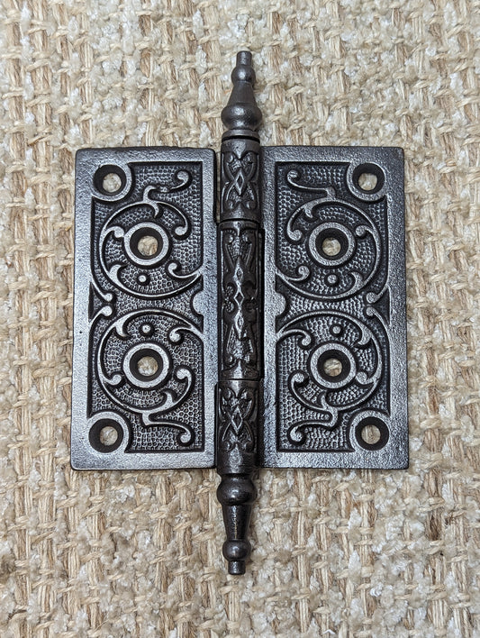 4" x 4" Antique Ornate Cast Iron Steeple Hinge