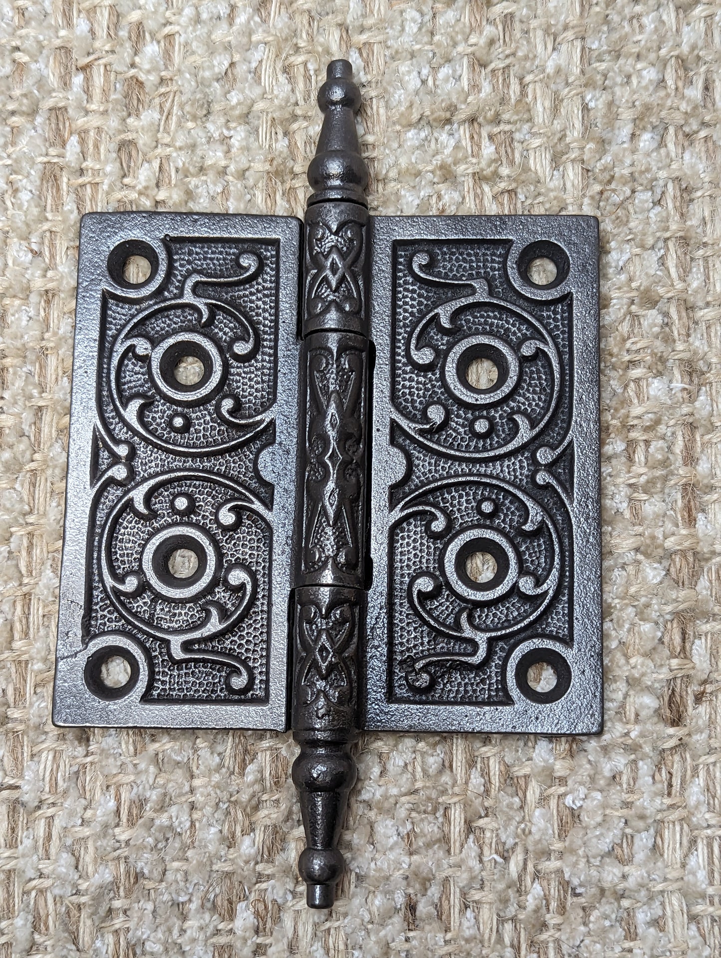 4" x 4" Antique Ornate Cast Iron Steeple Hinge