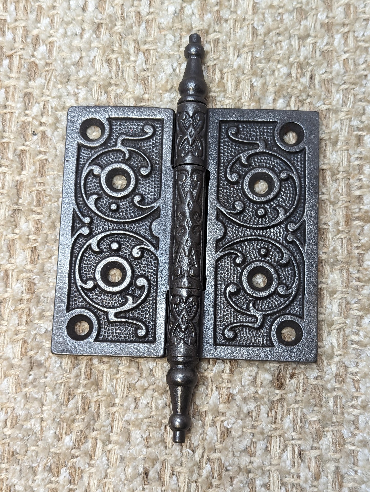 4" x 4" Antique Ornate Cast Iron Steeple Hinge