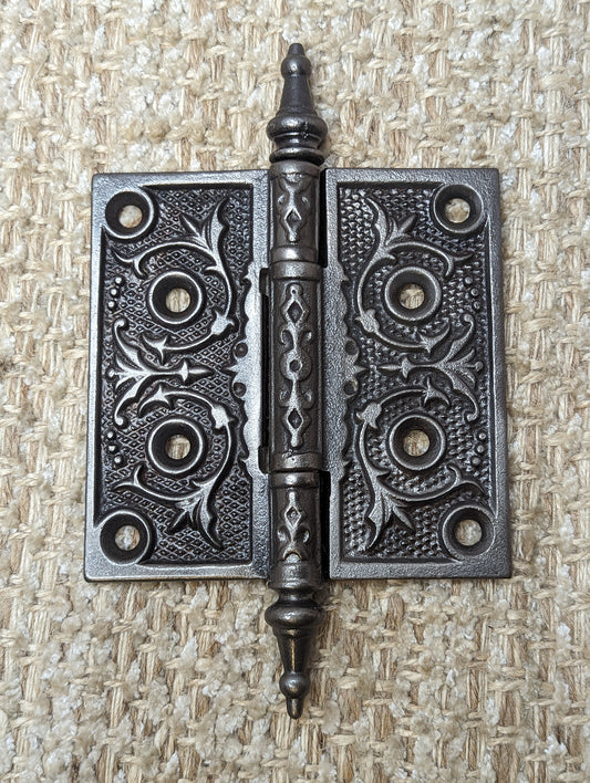 4" x 4" Antique Ornate Cast Iron Steeple Hinge